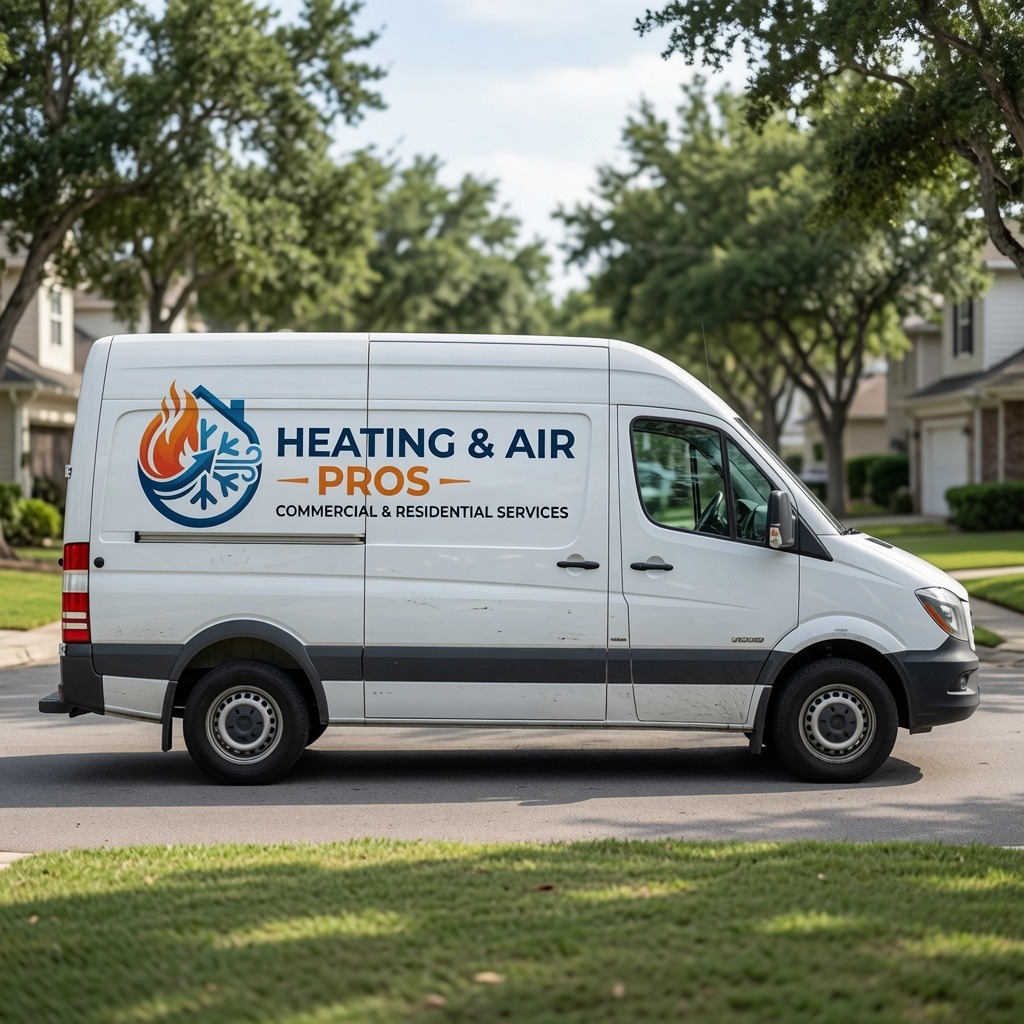 Local heating and air service van serving Spanish Fork